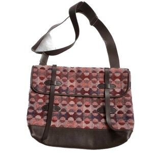 MELIN TREGWYNT Crossbody Bag Tapestry Wool Purple Brown Leather Bottom Brady